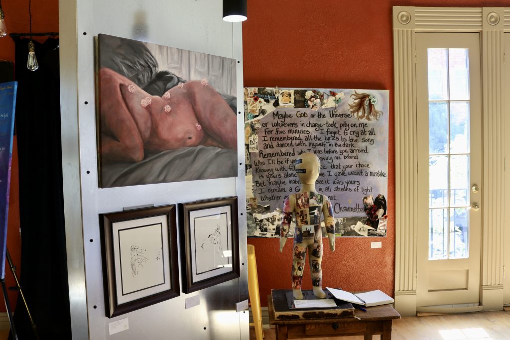 Artist Grace Emery Fadley's art depicts the image of women's bodies and includes framed images of her stretch marks, St.  George, Utah, June 11, 2024 |  Photo by Jessi Bang, St.  George News